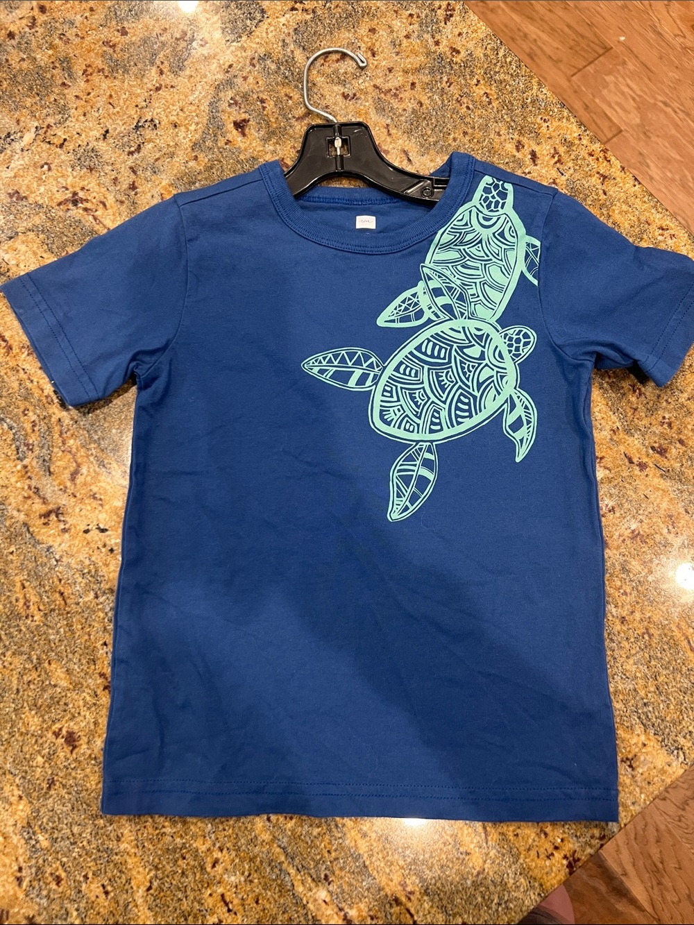 Tea Collection Navy Tee with Mint Turtle Graphic